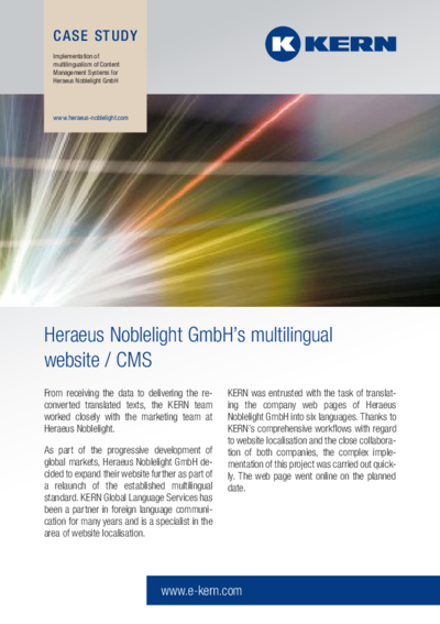 PDF-Download Case Study website translation for Heraeus