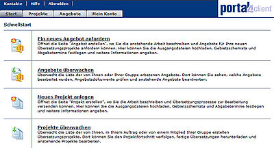 Screenshot aus dem KERN Tool portal4client zum Schnellstart