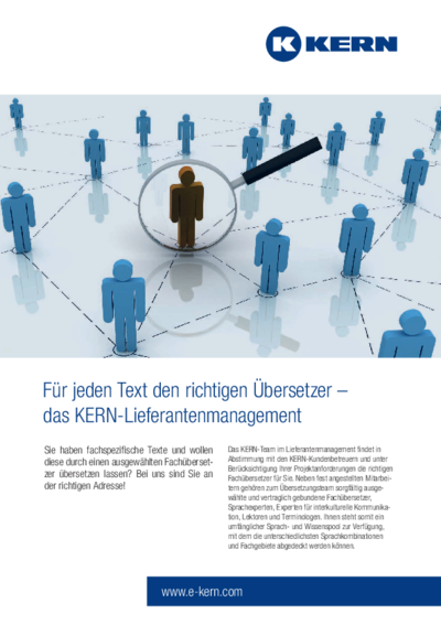 Das KERN-Lieferantenmanagement