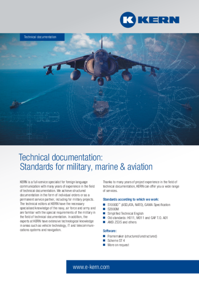 PDF-Download Info sheet technical documentation - Military, Navy & Aviation