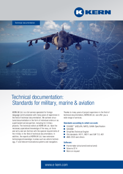 PDF-Download Info sheet technical documentation - Military, Navy & Aviation