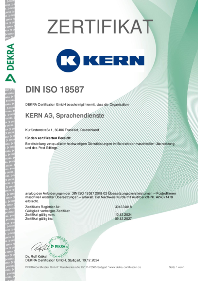 Download Zertifikat DIN ISO 18587