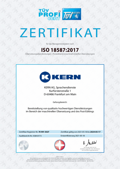 Download Zertifikat ISO 18587:2017