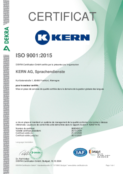 Téléchargement certificat ISO 9001:2015