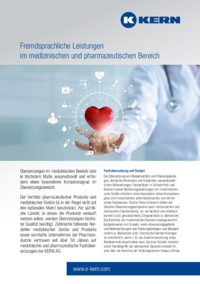 Download Infoblatt Fremdsprachliche Leistungen im medizinischen und pharmazeutischen Bereich