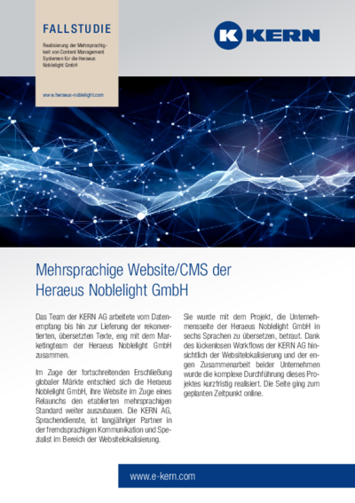 PDF Download Fallstudie Websiteübersetzung für die Heraeus Noblelight GmbH